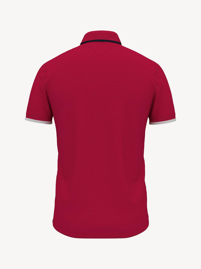 Férfi Tommy Hilfiger Slim fit logo Polos Piros | HU 1093SGL